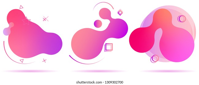 Set of colorful elements, gradient abstract shape for banner. Fluid geometric frame. Vector flat design for business cards, invitations, gift cards, flyers, brochures. Vector illustration EPS10. 