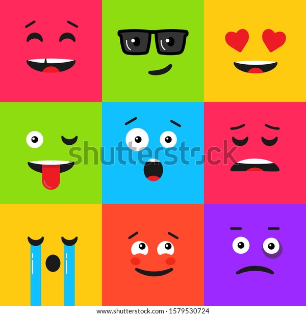 Set Colorful Emoticon Background Pattern Emoji Stock Vector (Royalty ...