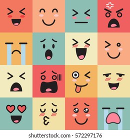 Set of colorful emoticons. emoji flat style