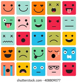 Set Colorful Emoticons Emoji Isolated On Stock Vector (Royalty Free ...