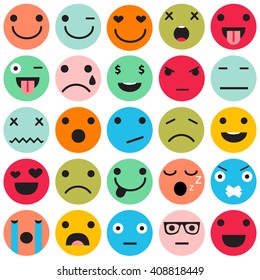 set of colorful emoticons, emoji isolated on white background