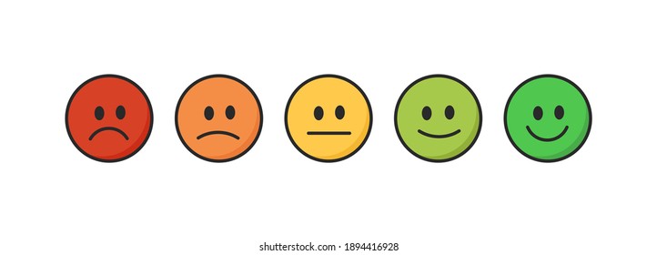 Set Colorful Emotion Feedback Scale. Rating Satisfaction. Cartoon Flat Design. Vector Illustration.
