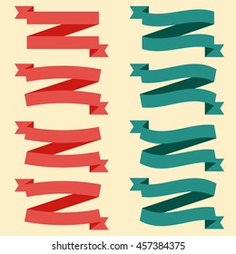 Set of  Colorful Empty Ribbons And Banners. Ready for Your Text or Design. Isolated vector illustration.