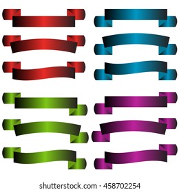 Set of Colorful Empty Ribbons And Banners. Ready for Your Text or Design. Isolated vector illustration.
