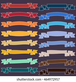 Set of  Colorful Empty Ribbons And Banners. Ready for Your Text or Design. Isolated vector illustration.