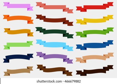 Set of  Colorful Empty Ribbons And Banners. Ready for Your Text or Design. Isolated vector illustration.