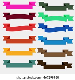 Set of  Colorful Empty Ribbons And Banners. Ready for Your Text or Design. Isolated vector illustration.
