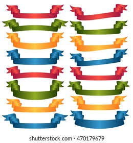 Set of  Colorful Empty Ribbons And Banners with Curves. Ready for Your Text or Design. Isolated vector illustration.