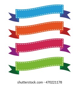 Set of Colorful Empty Ribbons And Banners. Ready for Your Text or Design. Isolated vector illustration. 
