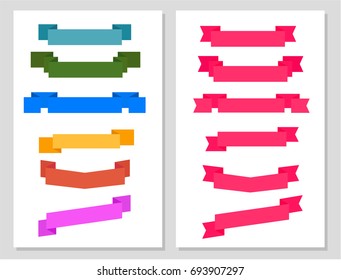Set of Colorful Empty Ribbons And Banners Ready for Your Text or Design Isolated vector illustration