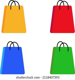 Set of Colorful Empty Shopping Bags Isolated in White. Vector Illustration
