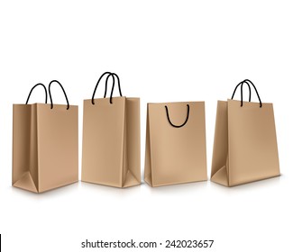 Set of Colorful Empty Shopping Bags Isolated in White. Vector Illustration