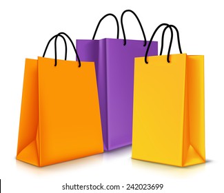 Set of Colorful Empty Shopping Bags Isolated in White. Vector Illustration