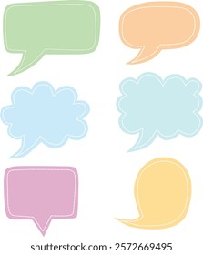 Set of colorful empty speech bubbles with blank space for text.