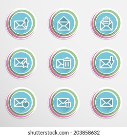 Set of colorful envelope buttons. Vector