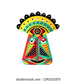 Set of colorful ethnic mask red, green, yellow color