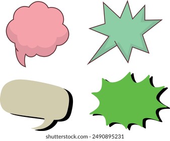 Set of colorful explosion stars. Comic burst, bursting star, starburst speech bubbles. Star sticker, burst speech balloon. Comic book, vector boom or explosion. Communication concept.