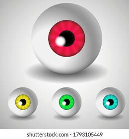 Set of colorful eye balls. Vector illustration.