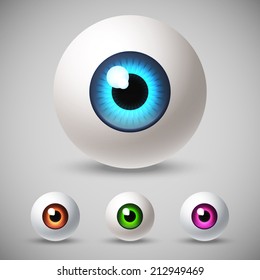 Set of colorful eye balls. Vector illustration.