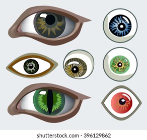 Set of colorful eye balls. Vector illustration.