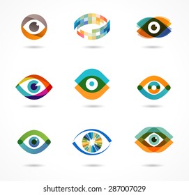 Set of colorful eye icons 