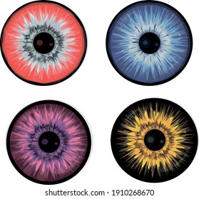 Set of colorful eye iris vector