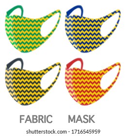 A set of colorful fabric face mask isolated on white background. If you are well the fabric mask is fine enough to protect you from viruses or dust and allergy.