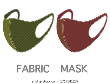 A set of colorful fabric face mask isolated on white background. If you are well the fabric mask is fine enough to protect you from viruses or dust and allergy.