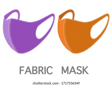 A set of colorful fabric face mask isolated on white background. If you are well the fabric mask is fine enough to protect you from viruses or dust and allergy.
