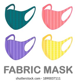 A set of colorful fabric mask isolated on white background. Concept about health, hygiene, disease, pollution, breath and etc.