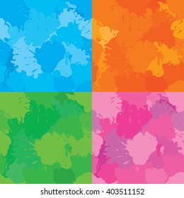 Set of colorful fabric patterns. Seamless backgrounds in grunge style.