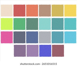 Conjunto de amostras de tecido colorido com uma textura tecida. Uma coleção de paletas de cores vibrantes para uso de design gráfico, moda e catálogo.