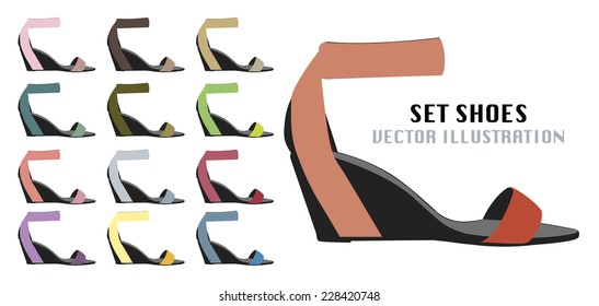 Set of colorful fashion shoes