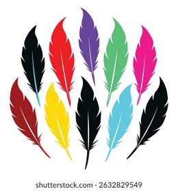 set of colorful feather, vector art