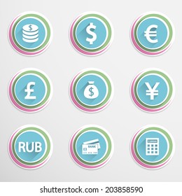 Set of colorful finance buttons. Vector illustration.Eps10.