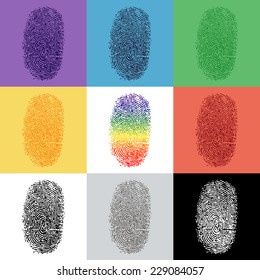 Set of colorful fingerprint