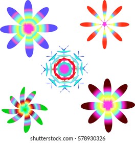 set of colorful fireworks