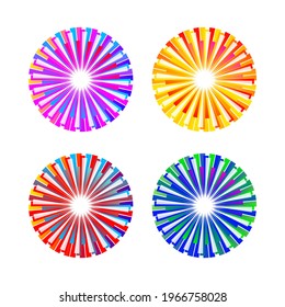 Set of colorful fireworks. Graphic design element. Vector illustration