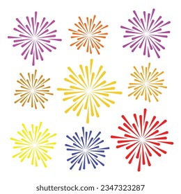 conjunto de coloridos vectores de fuegos artificiales