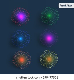 set of colorful fireworks vector