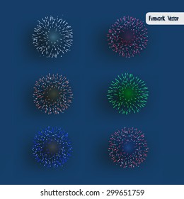 set of colorful fireworks vector