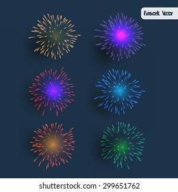 set of colorful fireworks vector