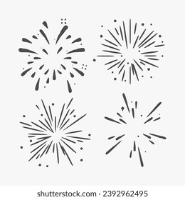 Set of colorful fireworks vector Illustration isolated on background