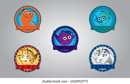 set of colorful fish icons