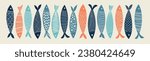 Set of colorful fish. Vector hand drawn illustration.