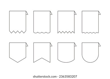 Set of colorful flags, ribbons, banners, insignias, tags decoration icon illustrations. As a design template source, it is used for messages and event contents.