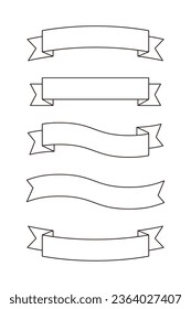 Conjunto de banderas coloridas, cintas, banners, insignias, etiquetas ilustraciones de iconos de decoración. Como origen de plantilla de diseño, se utiliza para mensajes y contenido de eventos.