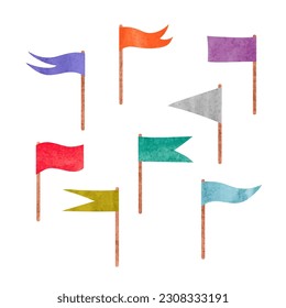 Set of colorful flags. Vector watercolor illustration