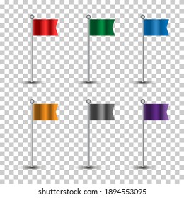 Set of colorful flags.Location marker symbol,map pointer.Vector illustration in EPS 10.