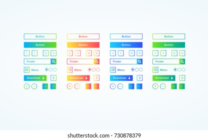 Set of colorful flat buttons with gradient for websites